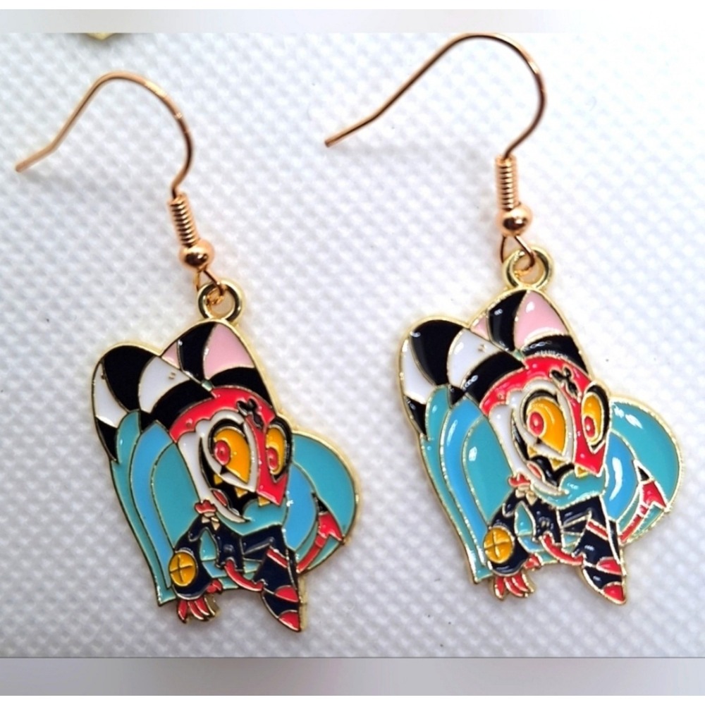 Blitz Helluva Boss Earrings Handmade Hypoallergenic Heart Shape Dangle
